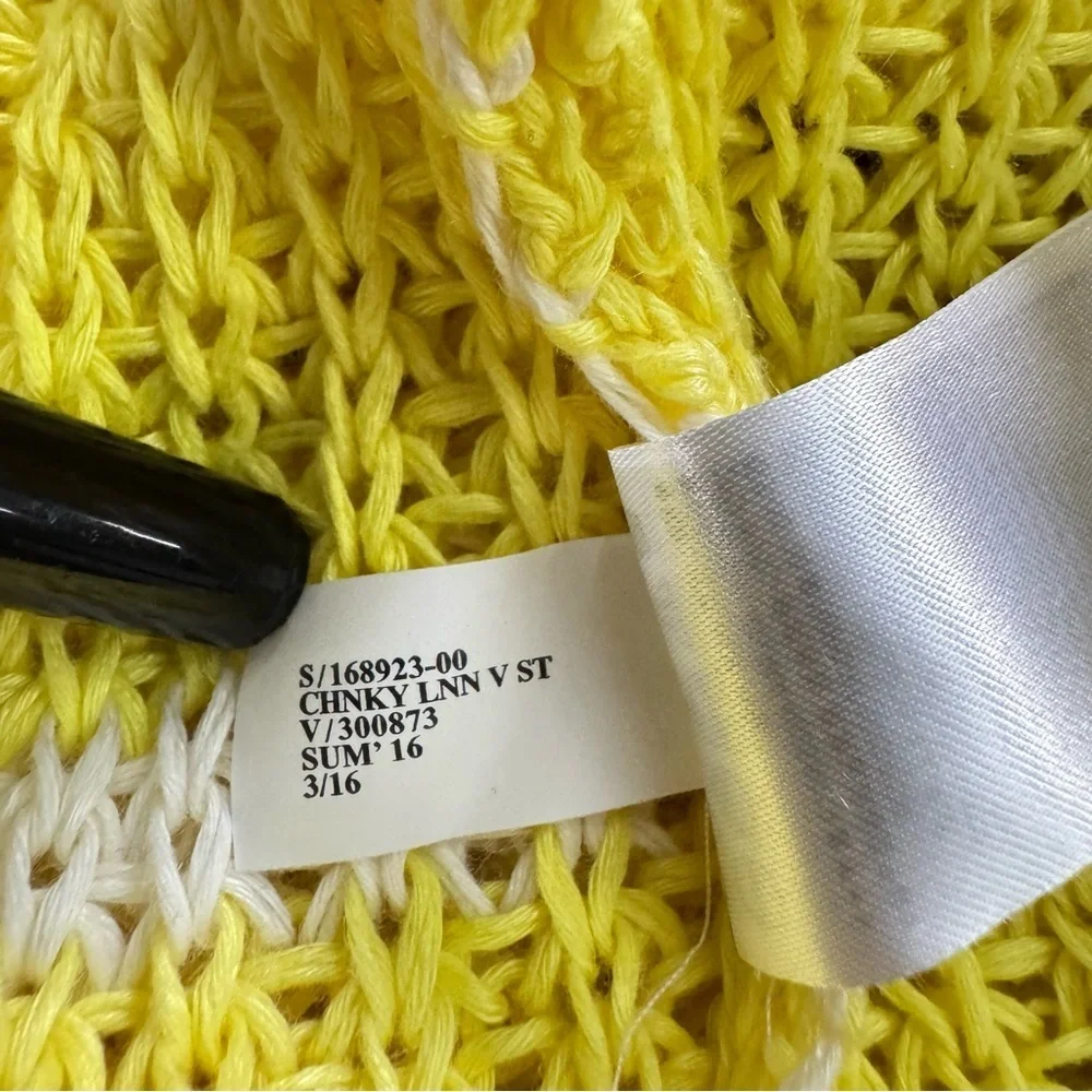 Banana Republic Yellow White Stripe Linen Sweater Women’s S V-Neck